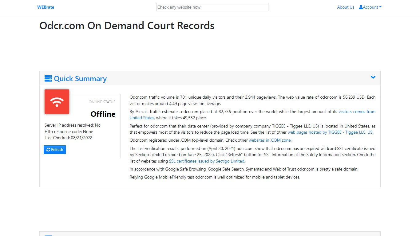 odcr.com On Demand Court Records - Webrate